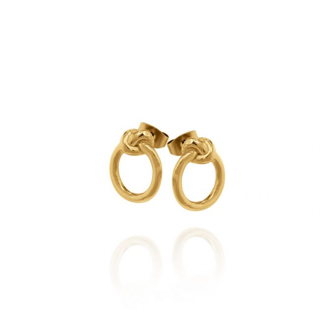 Never give up Earrings Gold guldpläterade örhängen med knut från Ingnell jewellery i butiken By Lang